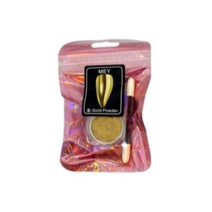 Pó Cromado Gold Power para Unha + Pincel Mey