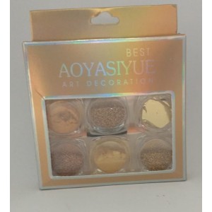 Kit 6 Decoração Artística para Unhas Dourado