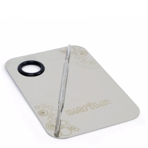 Placa e Espátula em Aço Inox p/  Maquiagem Macrilan AC-03