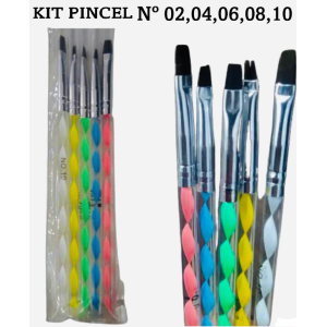 Kit 5 Pincel Reto para Unhas Artísticas Colorido