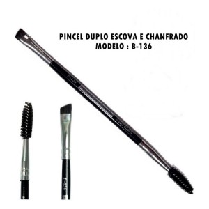Pincel Macrilan Duplo Escova e Chanfrado p/ Sobrancelha B136