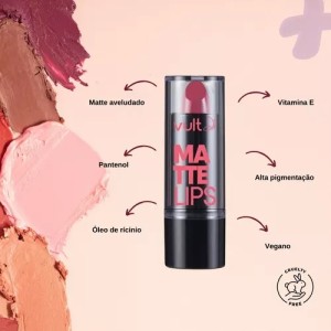Batom Bastão Matte Lips Avelã Vult