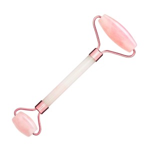 Rolo Massageador Facial Pedra Quartzo Rosa Anti Rugas